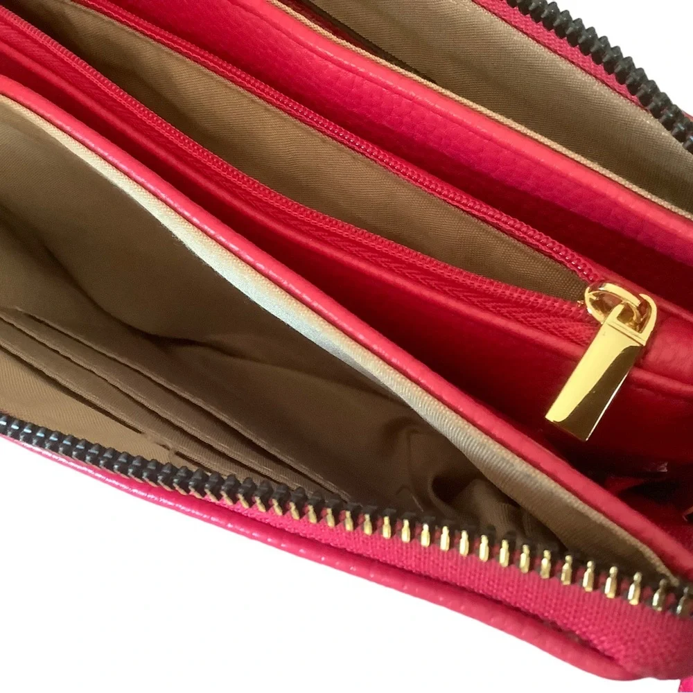Nanette Laporte wristlet pink fuchsia with gold hardware crossbody bag purse